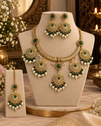 Floral Medallion Necklace Set with Tikka