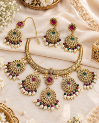 Floral Medallion Necklace Set with Tikka