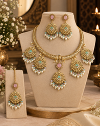 Floral Medallion Necklace Set with Tikka