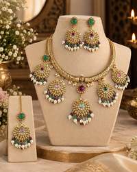 Floral Medallion Necklace Set with Tikka