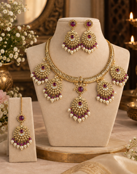 Floral Medallion Necklace Set with Tikka