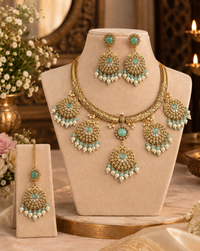 Floral Medallion Necklace Set with Tikka