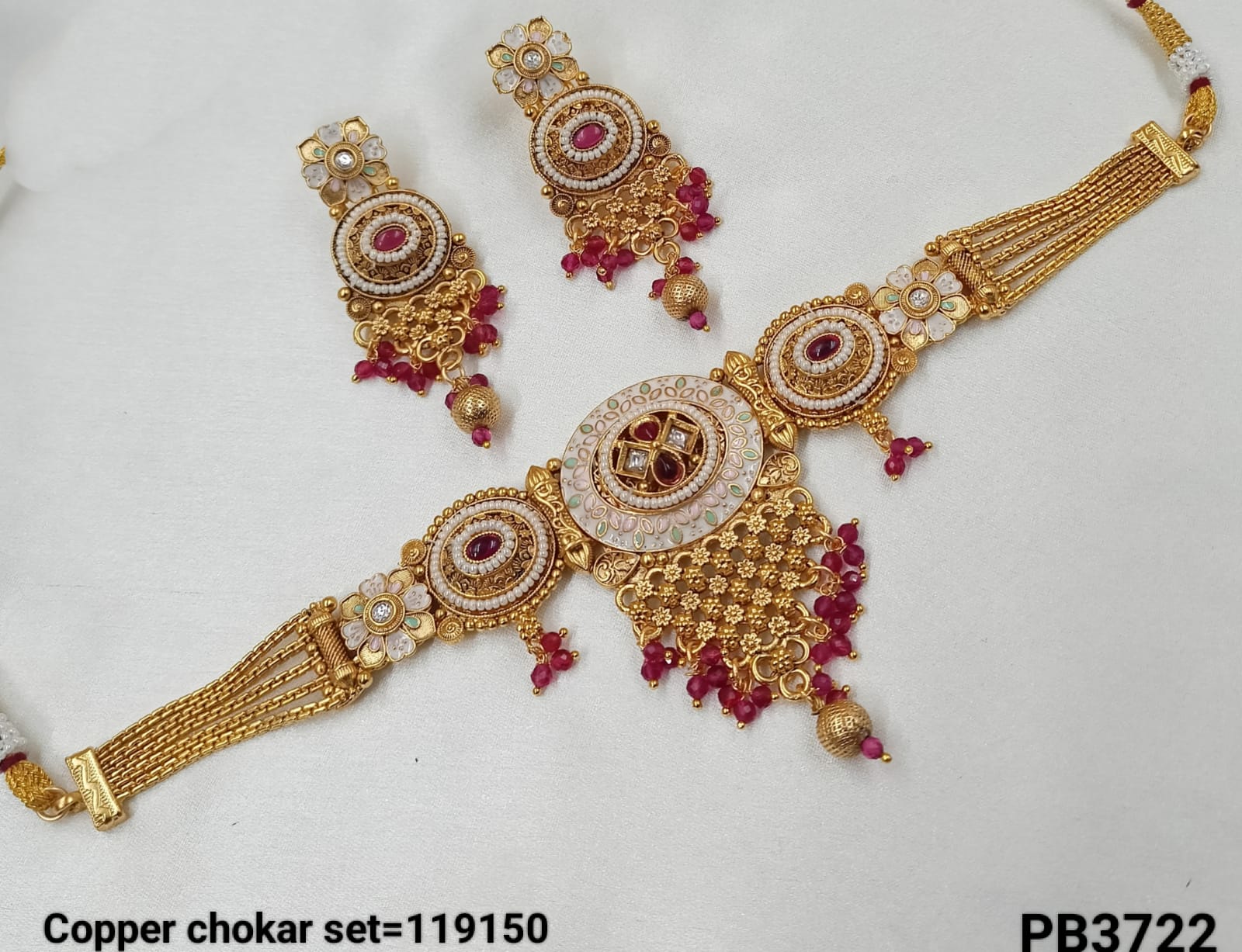 Copper Gold Polish Choker Necklace Set