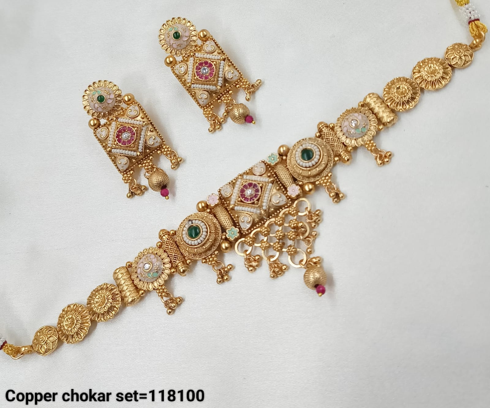 Copper Gold Polish Choker Necklace Set