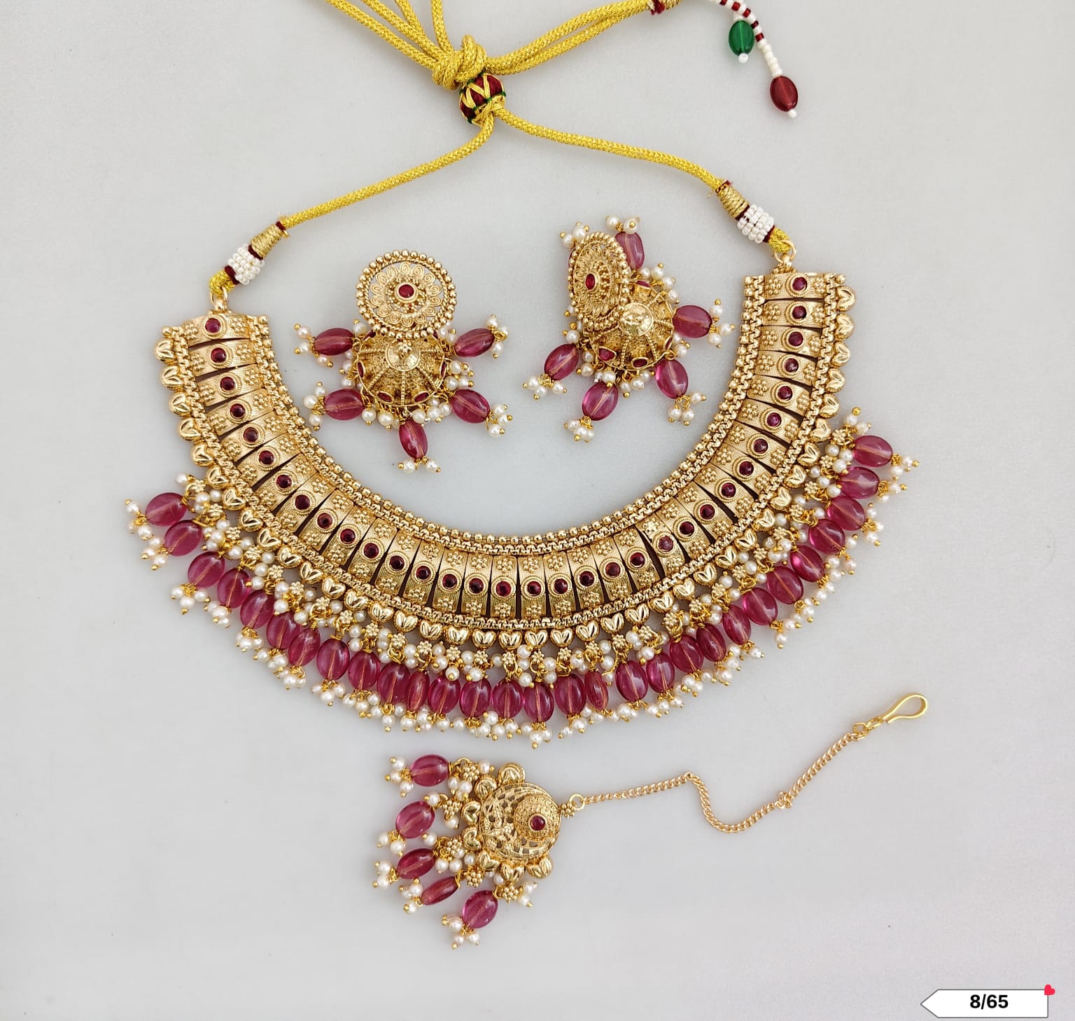 Traditional Copper Gold Tone Necklace Set