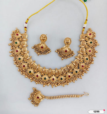 Traditional Copper Gold Tone Necklace Set