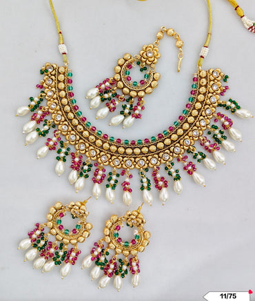 Traditional Copper Gold Tone Necklace Set