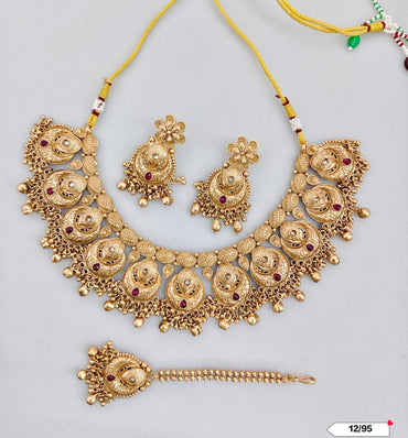Traditional Copper Gold Tone Necklace Set