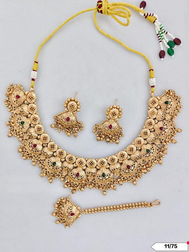 Traditional Copper Gold Tone Necklace Set