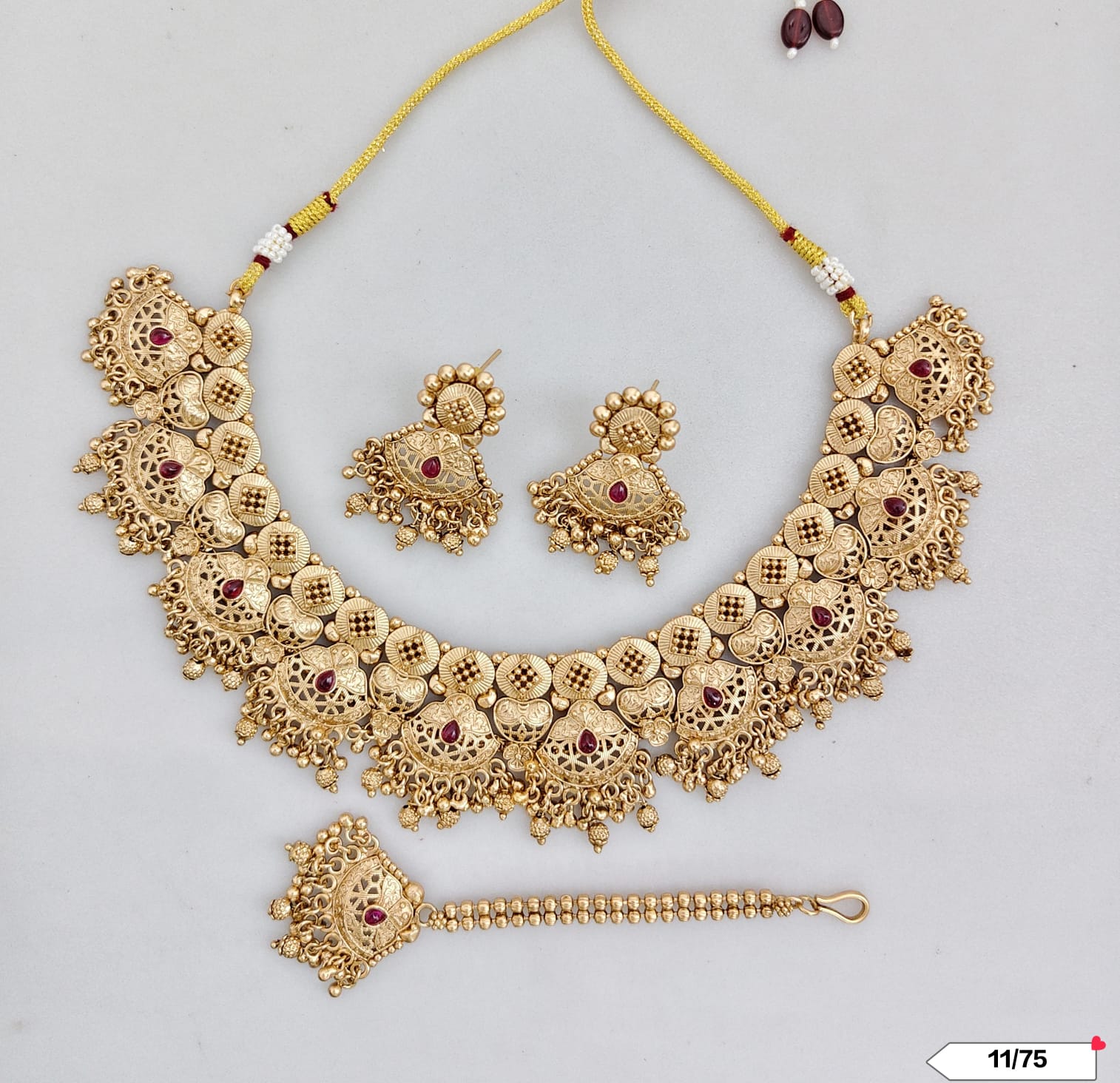 Traditional Copper Gold Tone Necklace Set
