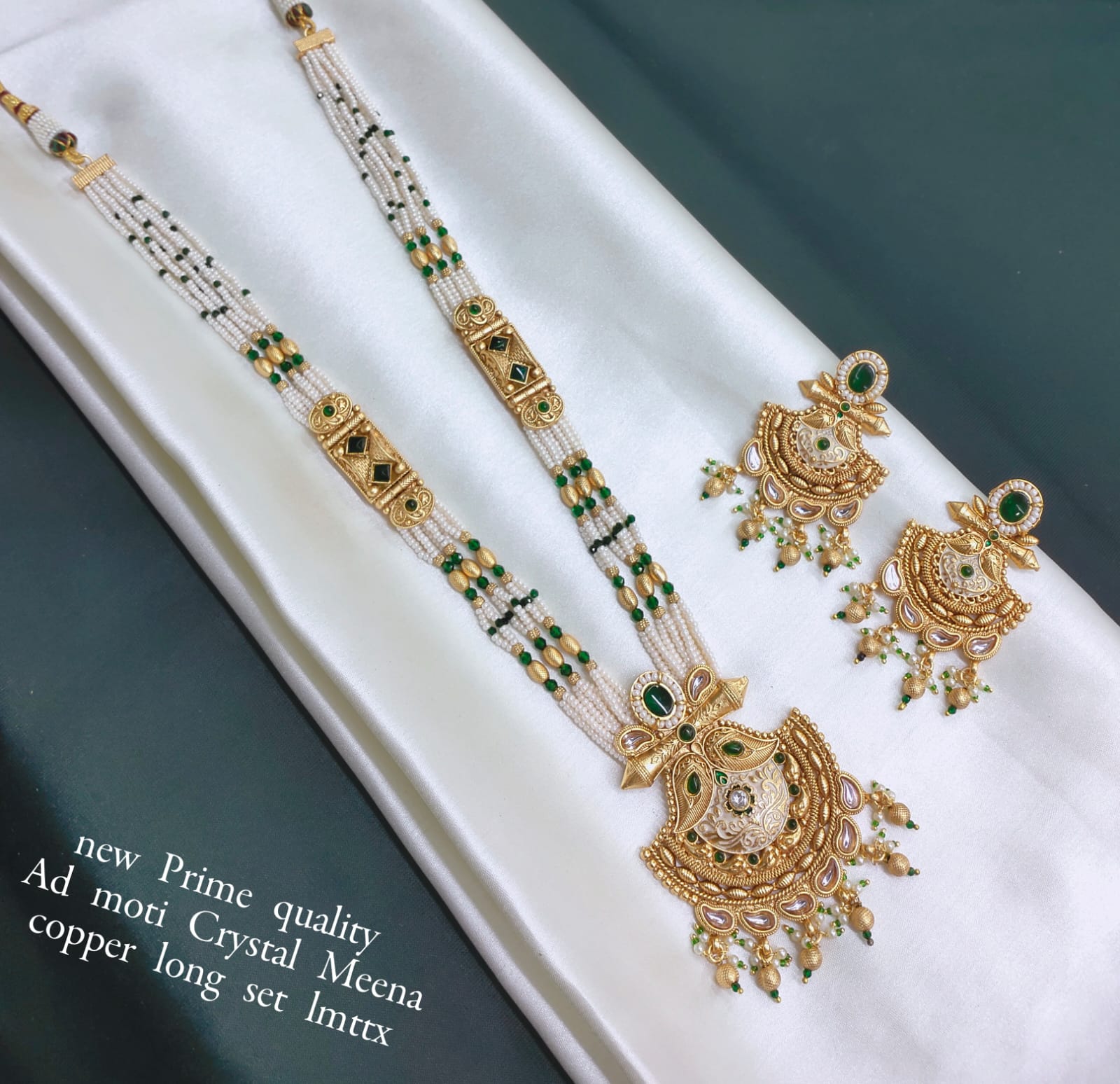 Copper Gold Plated Meenakari Long jewellery Set