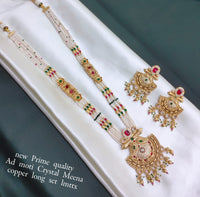 Copper Gold Plated Meenakari Long jewellery Set
