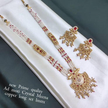 Copper Gold Plated Meenakari Long jewellery Set