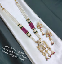 Copper Gold Plated Meenakari long Jewellery Set