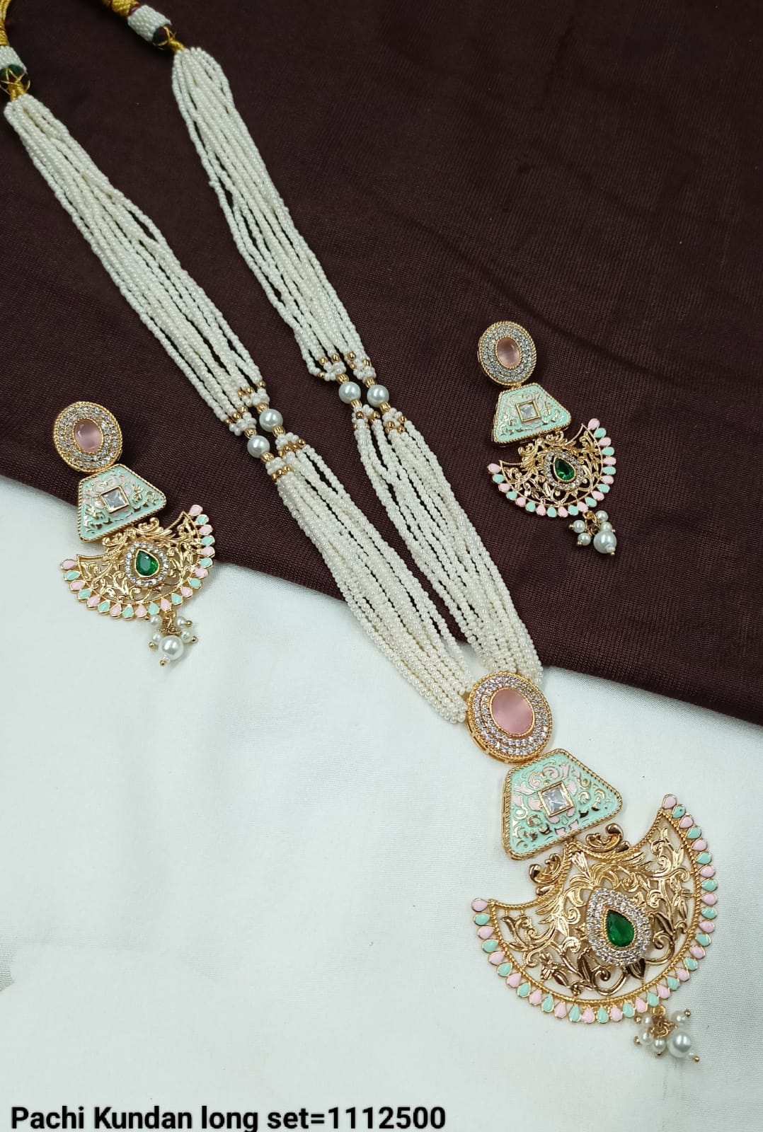 Pachi Kundan Gold Plated Long Necklace Set