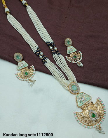 Pachi Kundan Gold Plated Long Necklace Set