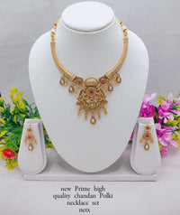 Chandan Polki Necklace Set with Earrings – Premium Traditional Jewelry