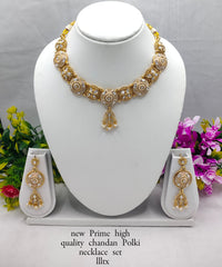 Traditional Chandan Polki Necklace Set with Jhumka Earrings – Premium Copper Finish