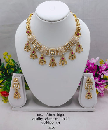 Square Motif Necklace Set with Jhumka Earrings – Copper Finish – Lucentemarket