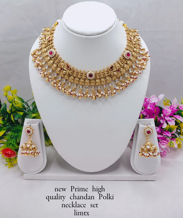 New Prime High-Quality Copper Polki Necklace Set with Earrings | LucenteMarket