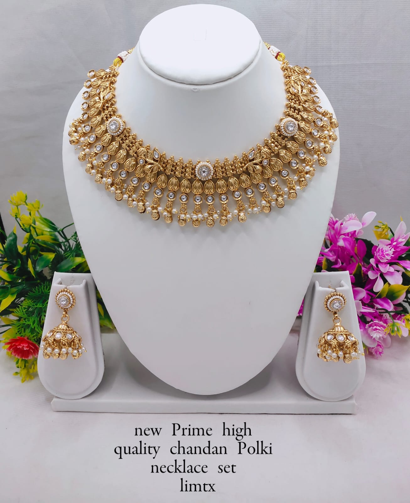 New Prime High-Quality Copper Polki Necklace Set with Earrings | LucenteMarket