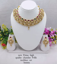 Premium Chandan Polki Necklace Set with Earrings – Bridal & Festive Jewelry