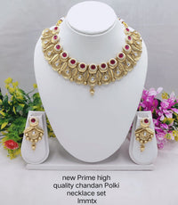 Premium Chandan Polki Necklace Set with Earrings – Bridal & Festive Jewelry