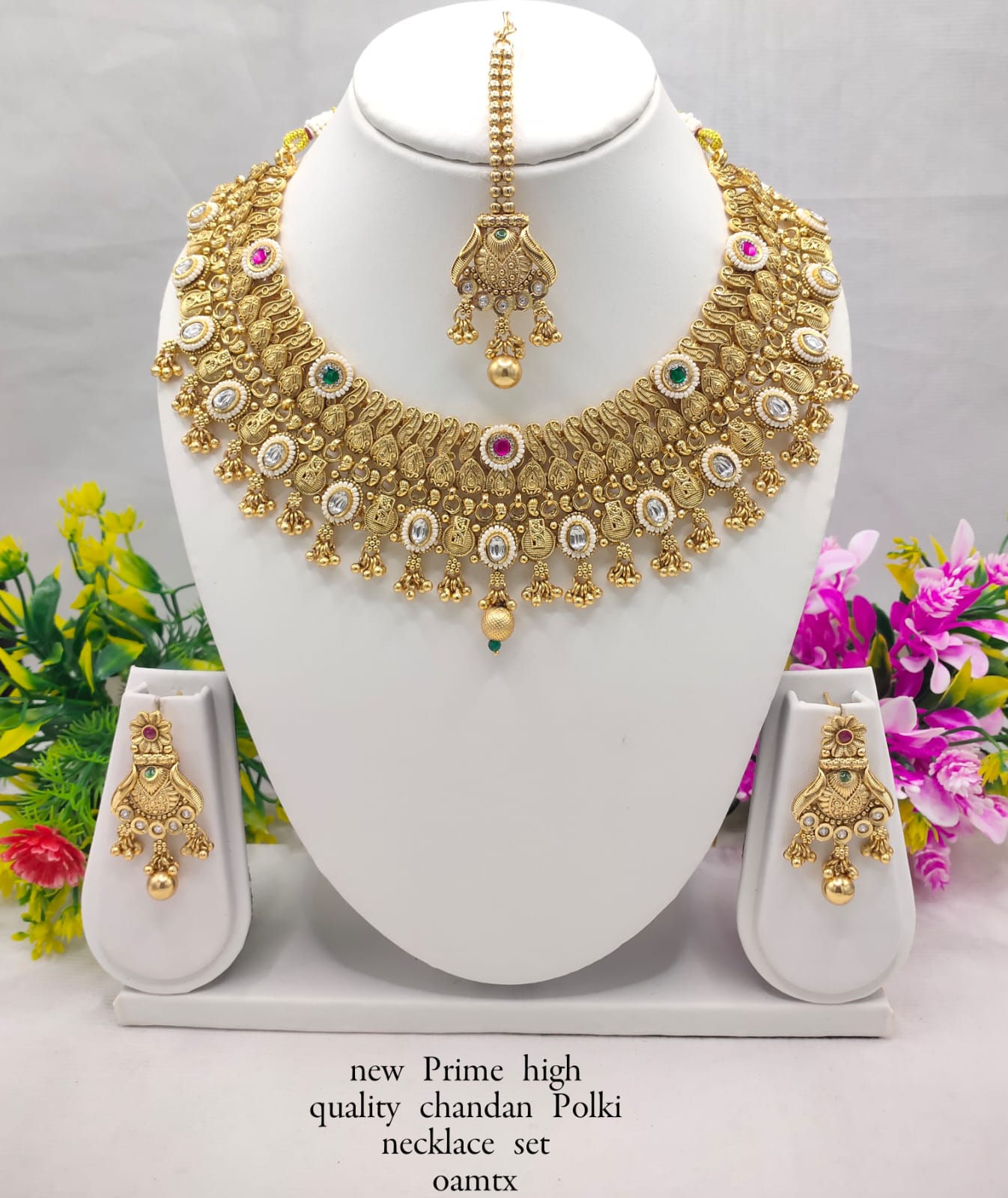 Copper Bridal Jewelry Polki Necklace Set with Maang Tikka – Lucentemarket