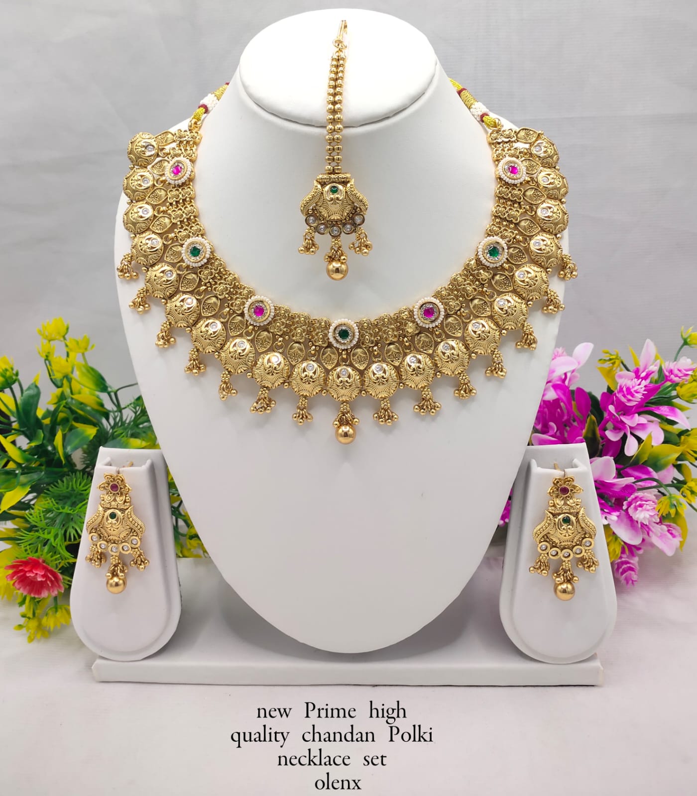 Elegant Traditional Copper Jewelry with Earrings & Maang Tikka
