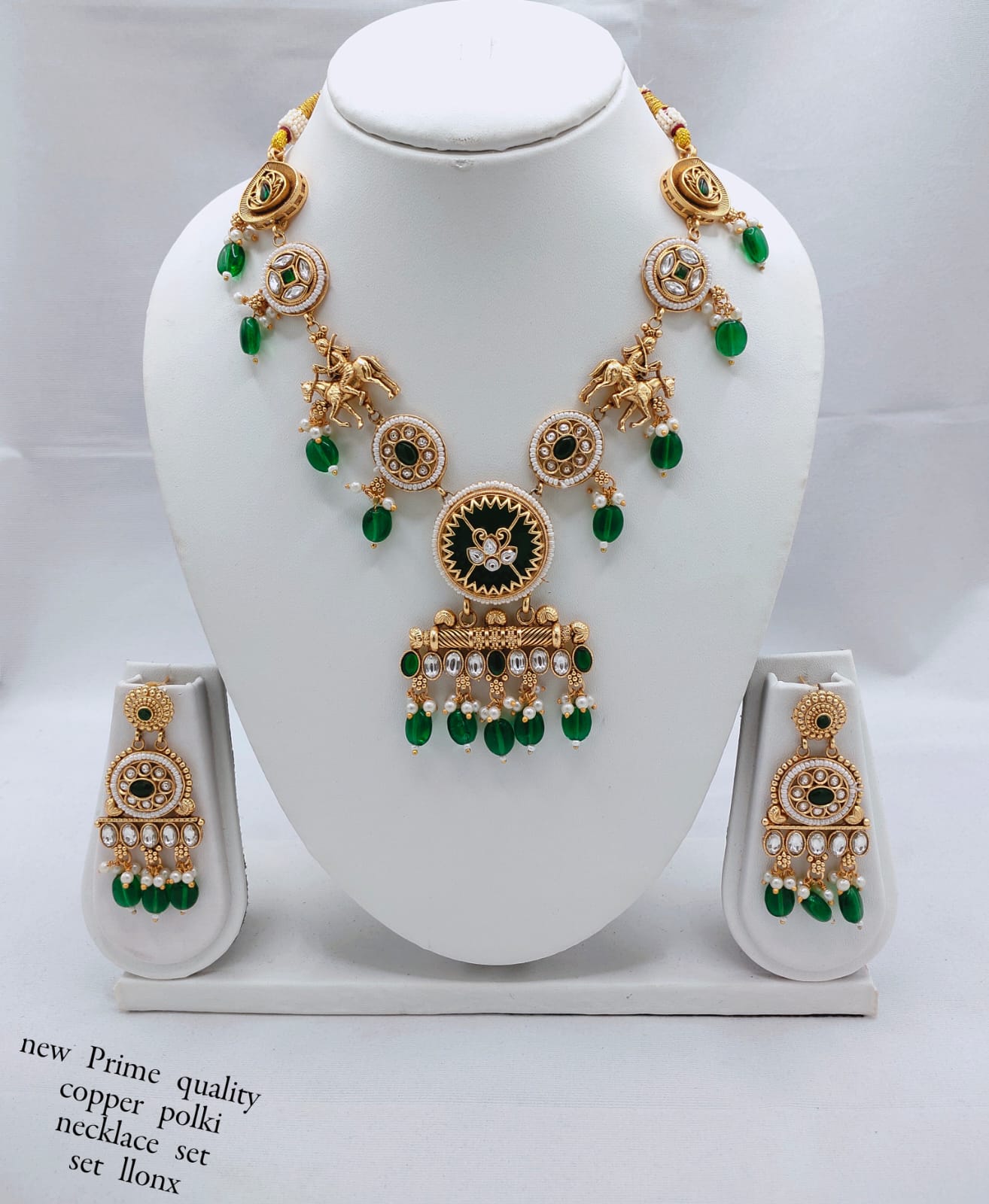 Royal Heritage Copper Necklace Set with CZ Stone Embellishments & Matching Earrings