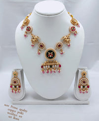 Royal Heritage Copper Necklace Set with CZ Stone Embellishments & Matching Earrings