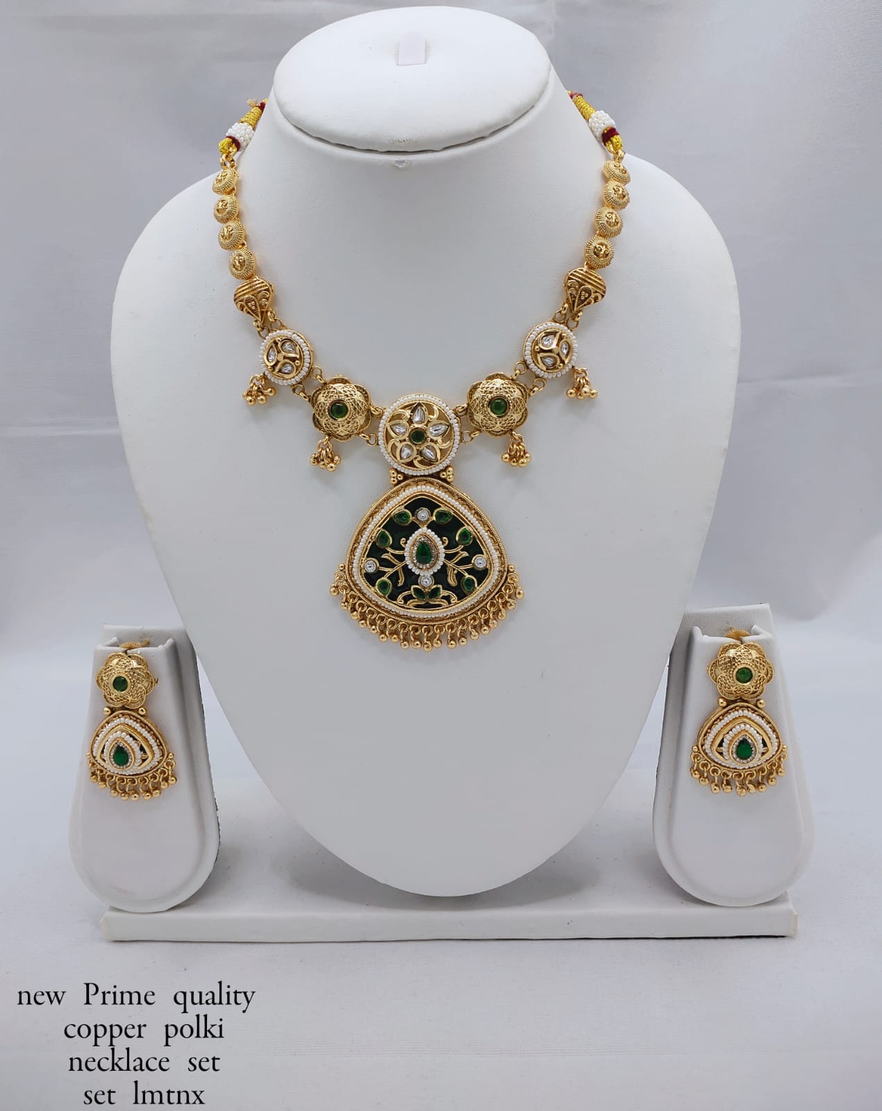 Prime Quality Copper Necklace Set with Traditional Pendant & Matching Earrings