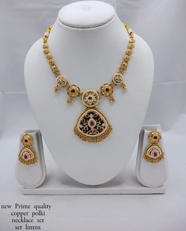 Prime Quality Copper Necklace Set with Traditional Pendant & Matching Earrings