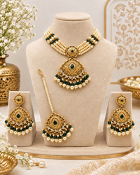 Multi-Strand Pearl Choker Set with Tikka