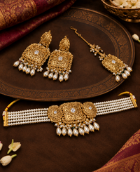 Heritage Pearl Choker Set with Maang Tikka
