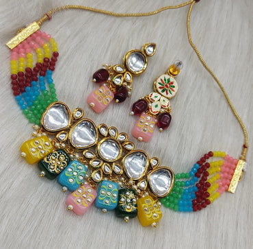 Lustrous Pearl Droplets & Floral Choker Set
