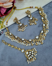 Intricate Stone Studded Floral Jewelry Set