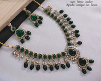 Gold Plated Kundan Stone Copper Jewellery Set