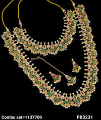 Gold Plated Kundan Stone Copper Jewellery Set