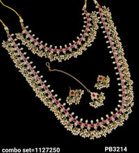 Gold Plated Kundan Stone Copper Jewellery Set