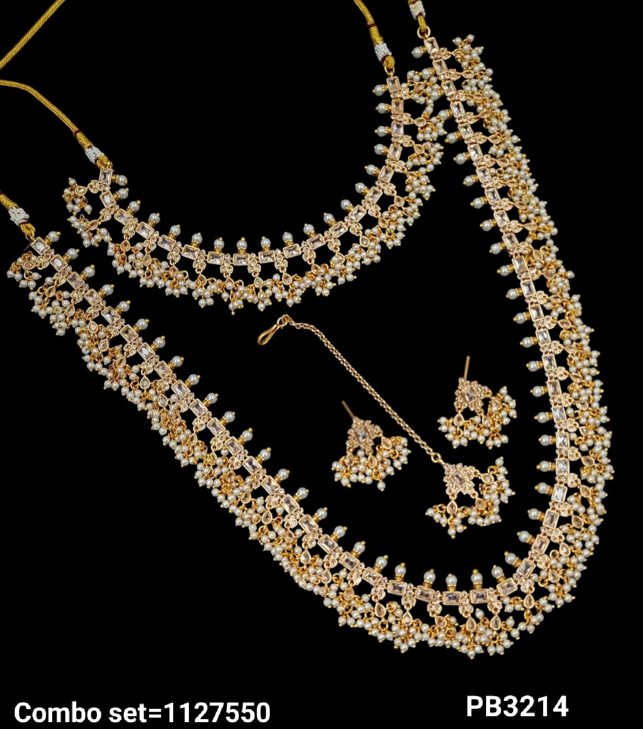 Gold Plated Kundan Stone Copper Jewellery Set