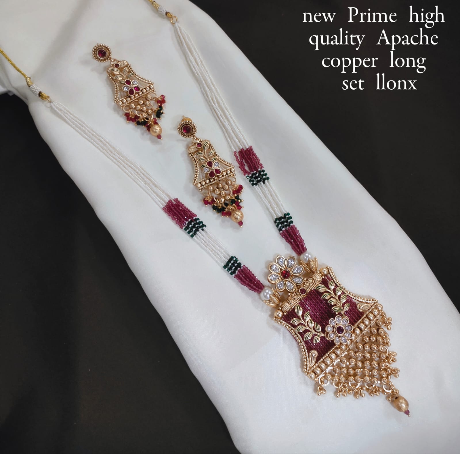 Gold Plated Kundan Stone Copper Jewellery Set