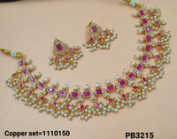 Gold Plated Kundan stone copper Jewellery Set