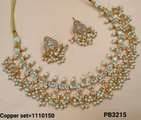 Gold Plated Kundan stone copper Jewellery Set