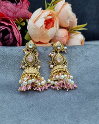 Antique Gold Finish Beaded Jhumka Earrings