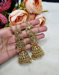 Antique Gold Floral Statement Jhumka Earrings