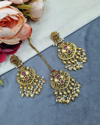 Antique Gold Earrings & Maangtikka Set