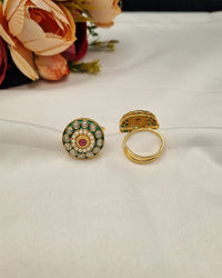 Circular Enamel & Pearl Medallion Statement Ring