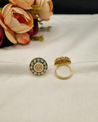 Circular Enamel & Pearl Medallion Statement Ring