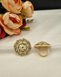 Traditional Floral Circular Adjustable Statement Ring